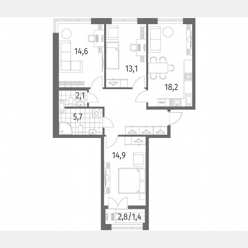 3-к. квартира, 83,9 м², 4/9 эт.