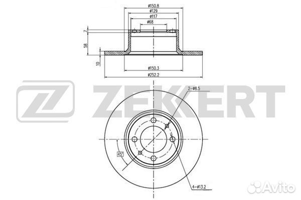 Zekkert BS-5839 Диск торм. перед. LADA 2101 2103 2