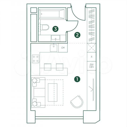 Квартира-студия, 29,5 м², 21/31 эт.
