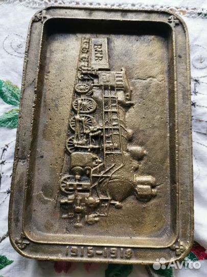 Пепельница визитница Паравоз бронза СССР
