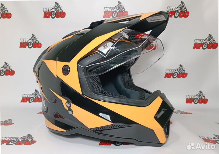 Шлем мотард kioshi Fighter 802 Черный/Желтый