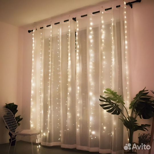 Гирлянда штора 3х2 теплый свет