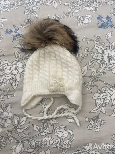 Шапка для девочки шерстяная, двойная