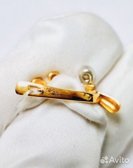 Серьги с природным камнем Золото