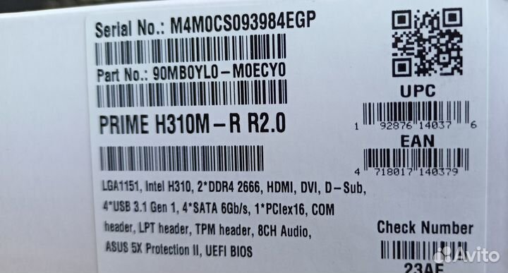 Материнская плата Asus Prime H310M lga 1151v2