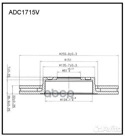 Диск тормозной перед LCV ADC1715V allied NI
