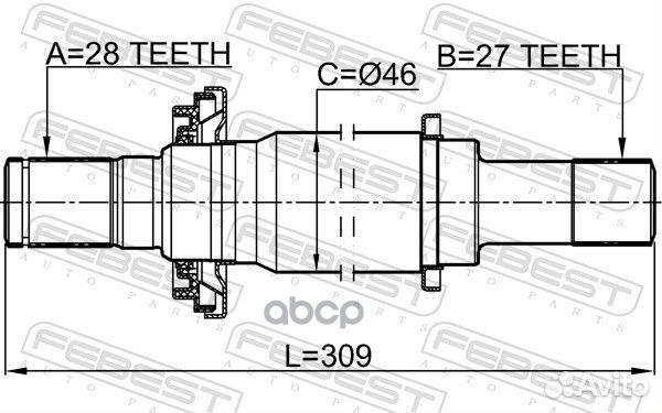 Полуось R mitsubishi Outlander I febest 0412-NA