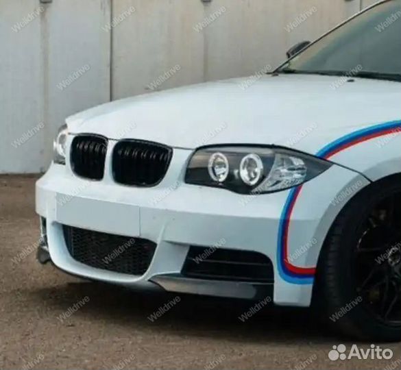 Клыки переднего бампера BMW 1 E82 E88 черные