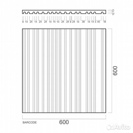 М-0054 barcode Artpole 3D панель 600*600*25 мм