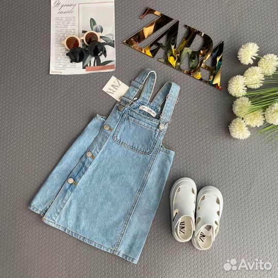 Джинсовый сарафан для девочки zara