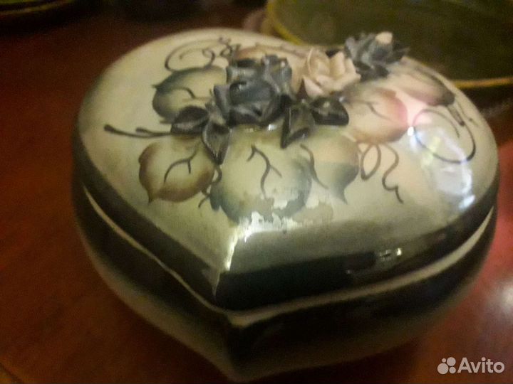 Винтажная керамическая шкатулка Сердце