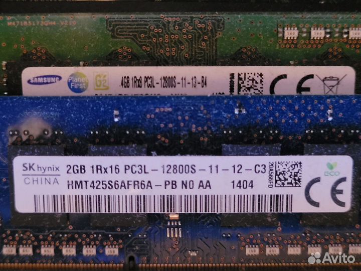 Оперативная память Sodimm 2GB и 4GB PC3L-12800S-11