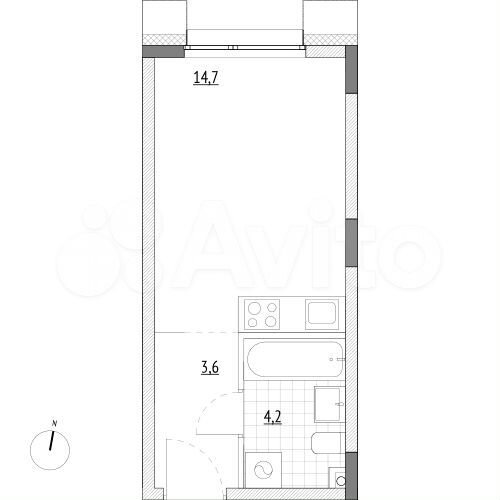 Апартаменты-студия, 22,5 м², 1/7 эт.