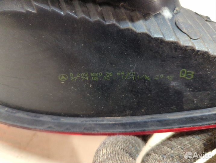 Фонарь (задний) правый Mercedes C W203, 2007