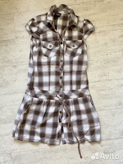 Платье рубашка Oggi размер xs клетчатое