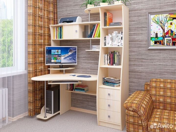 Стол угловой с надстройкой и ящиками ск-34