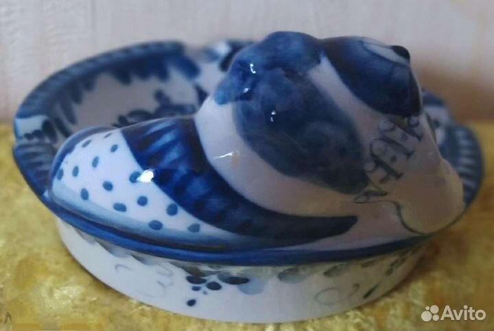 Ракушка с рыбкой статуэтка Дулëво Пепельница Гжель