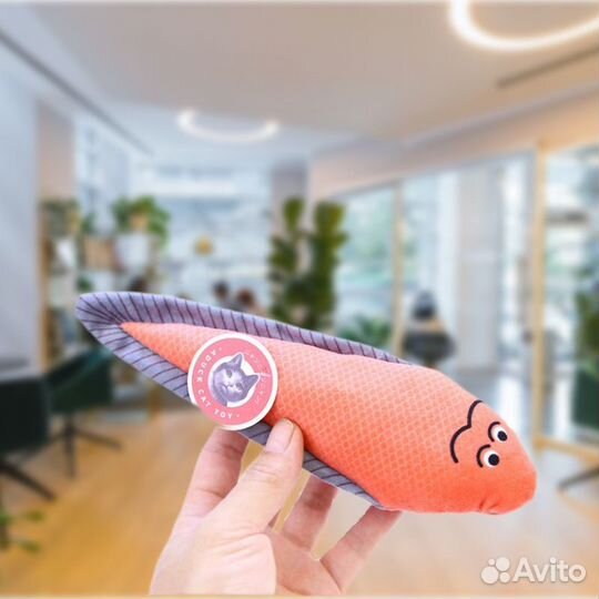 Игрушка для кошек и котят с кошачьей мятой рыбка