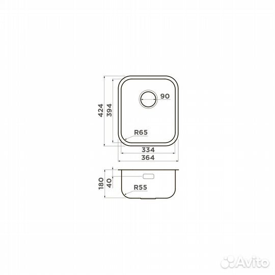 Кухонная мойка Omoikiri Omi 36-U/I-IN нерж. сталь/нержавеющая сталь