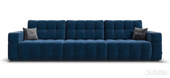 Диван boss.XO MAX велюр синий / wood Rock