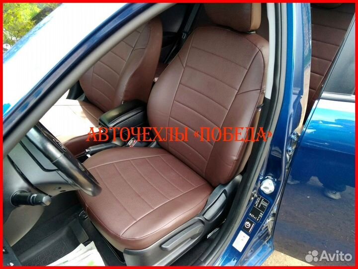 Чехлы Kia Rio 3 седан из экокожи шоколадные Класси