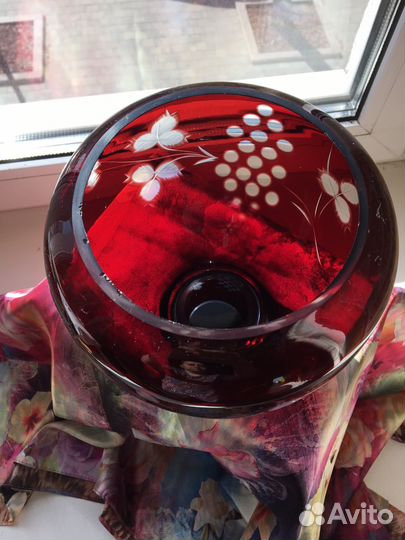 Ваза хрустальная рубиновое стекло СССР