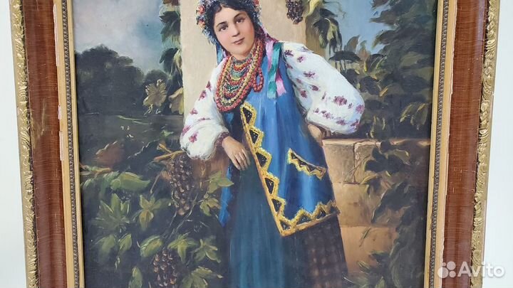 Картина Украинка 1950 - 1960 г холст масло