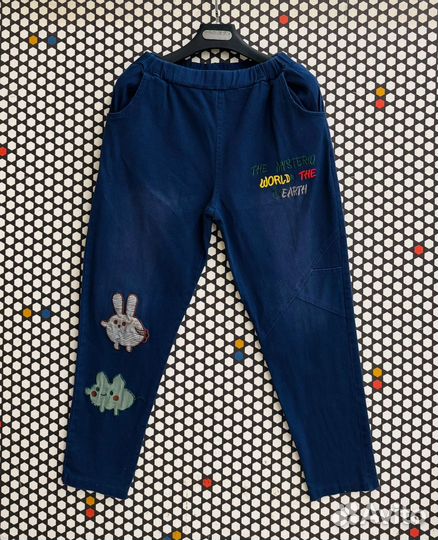 Штаны с вышивкой, плотные, 4 цвета, 50 до 58 р-ры