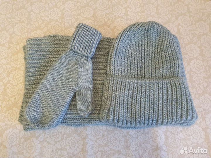 Новый комплект: шапка, шарф, варежки. 56 размер