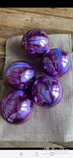 Шары новогодние стекло ручная работа 5 шт