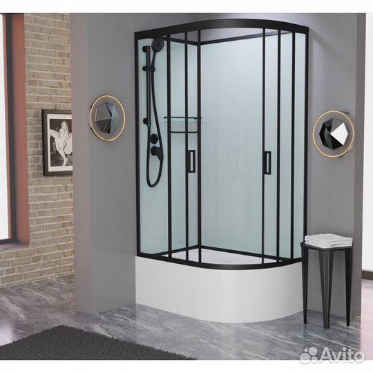 Душевая кабина Frank F412/2 L Black 120x80 см 152