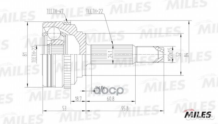 ШРУС chevrolet aveo 1.2/1.4 02- нар.(ABS) ga20044