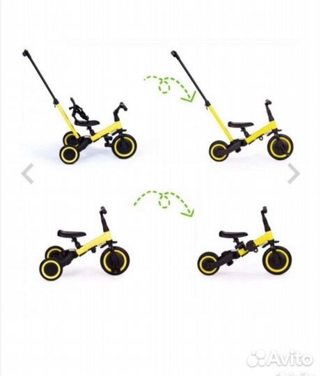 Велосипед беговел трехколесный с ручкой