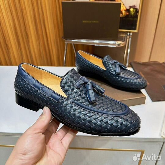 Мужские туфли Botegga Venetta синие с кисточкой