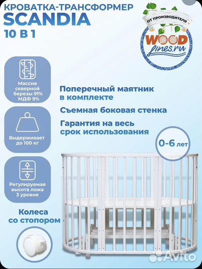 Детская кроватка трансформер 9 в 1