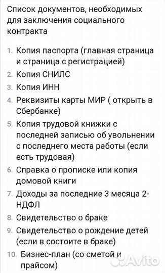 Бизнес план для соцконтракта