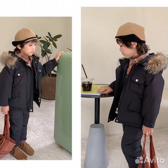 Детский костюм куртка+комбинезон зима новый