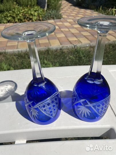 Фужеры синие кобальт хрусталь СССР