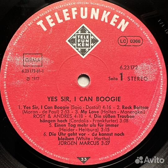 Сборник Yes Sir, I Can Boogie (Германия 1977г.)