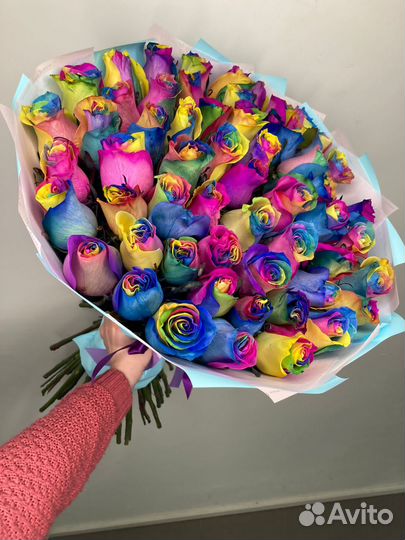 Розы радужные любое количество