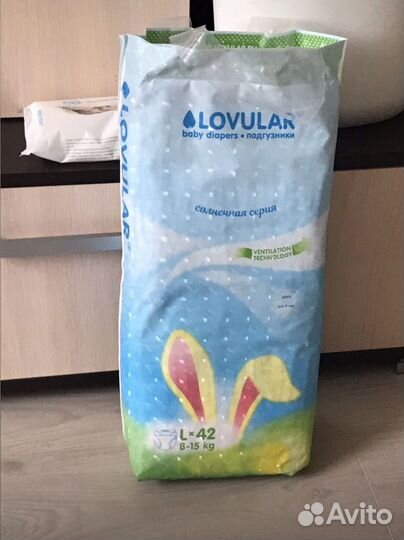 Подгузники lovular размер L, 8-15кг