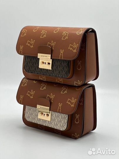 Сумка Michael Kors с кроликами коричневая с чёрным