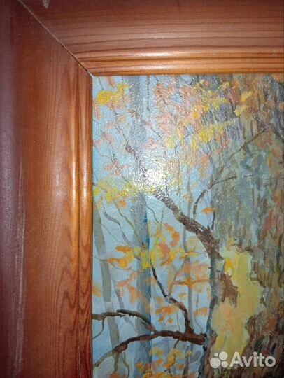 Цапли осенью.Картина маслом на двп