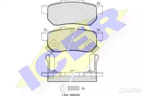 Колодки задние honda jazz 02-08 icer 181024