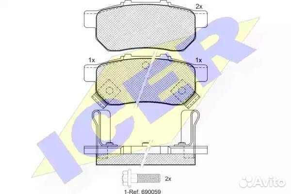 Колодки задние honda jazz 02-08 icer 181024
