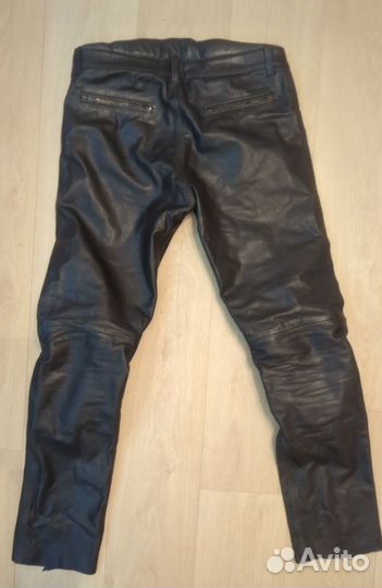 Мото брюки кожаные