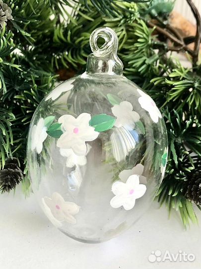 Елочные игрушки Яйцо земляничный цветочек