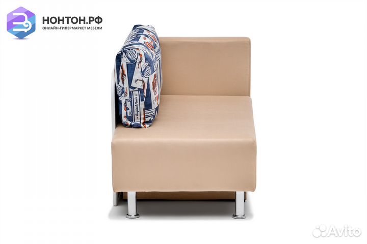 Кушетка еврокнижка Леон бежевая / синяя