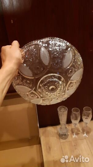 Ваза для фруктов, бокалы хрусталь