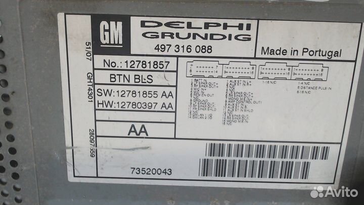 Магнитола Cadillac BLS, 2008